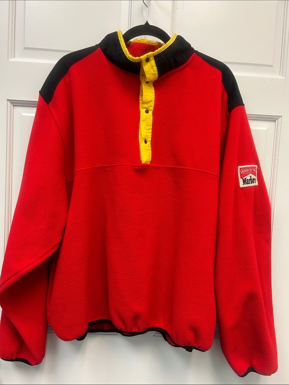 Vintage 1990s Marlboro Adventure Team Red Soft Fleece Pullover Streetwear XL